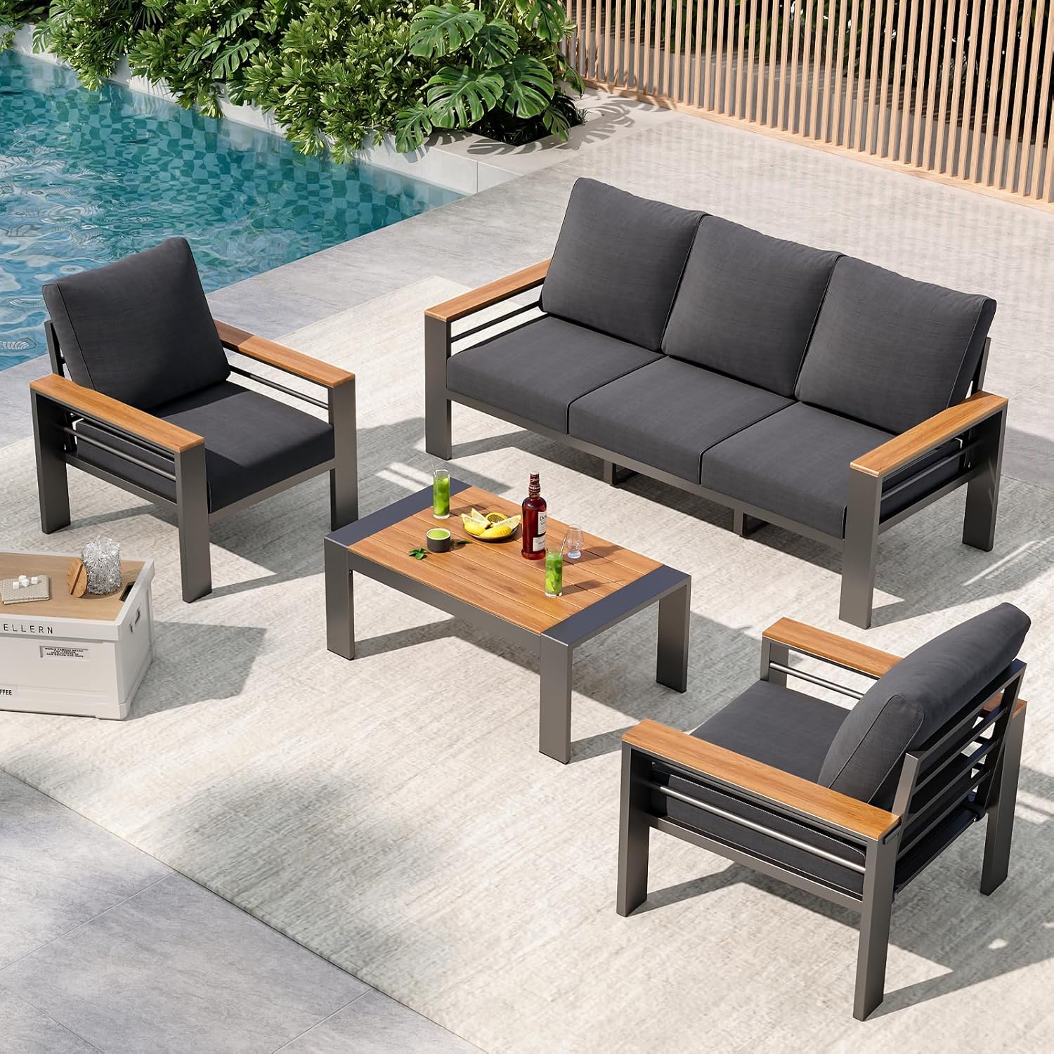 Outdoor Furniture Arhaus - Patio Furniture Set, Aluminum Outdoor Furniture