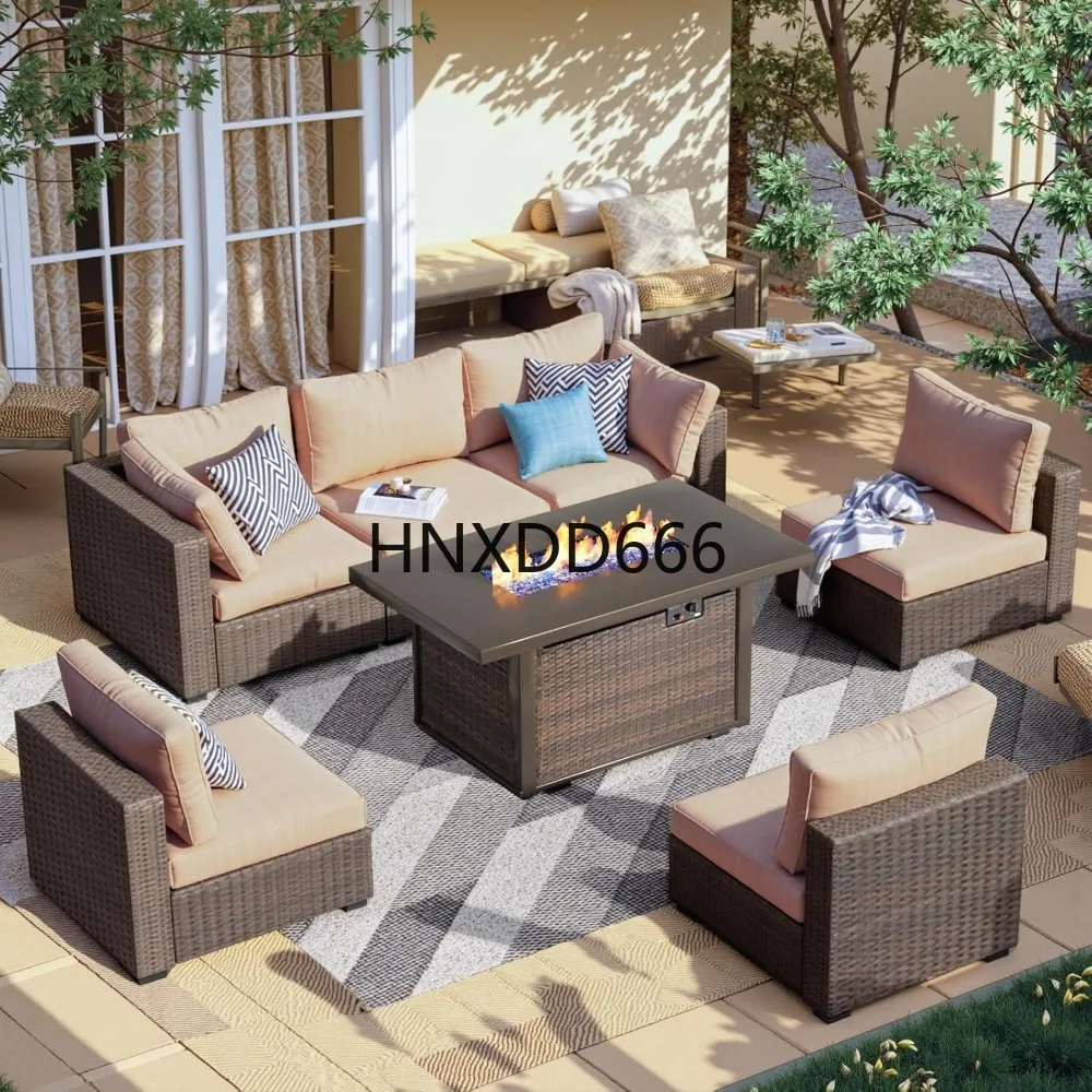Outdoor Furniture Fire Pit - 7 Piece Patio Furniture Set with