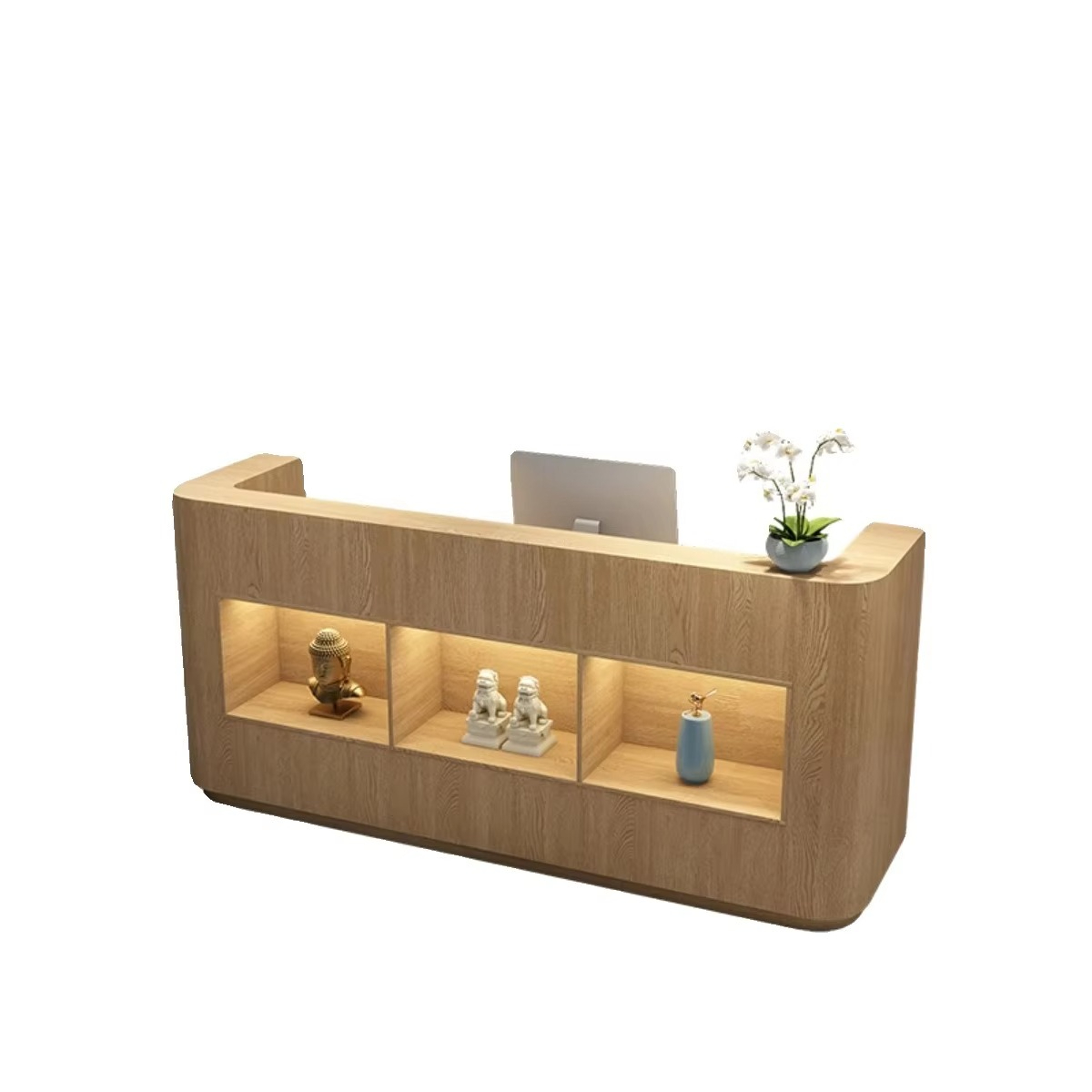 Outdoor Furniture In Store - Durable Oblong Lacquered Wooden Reception Desk