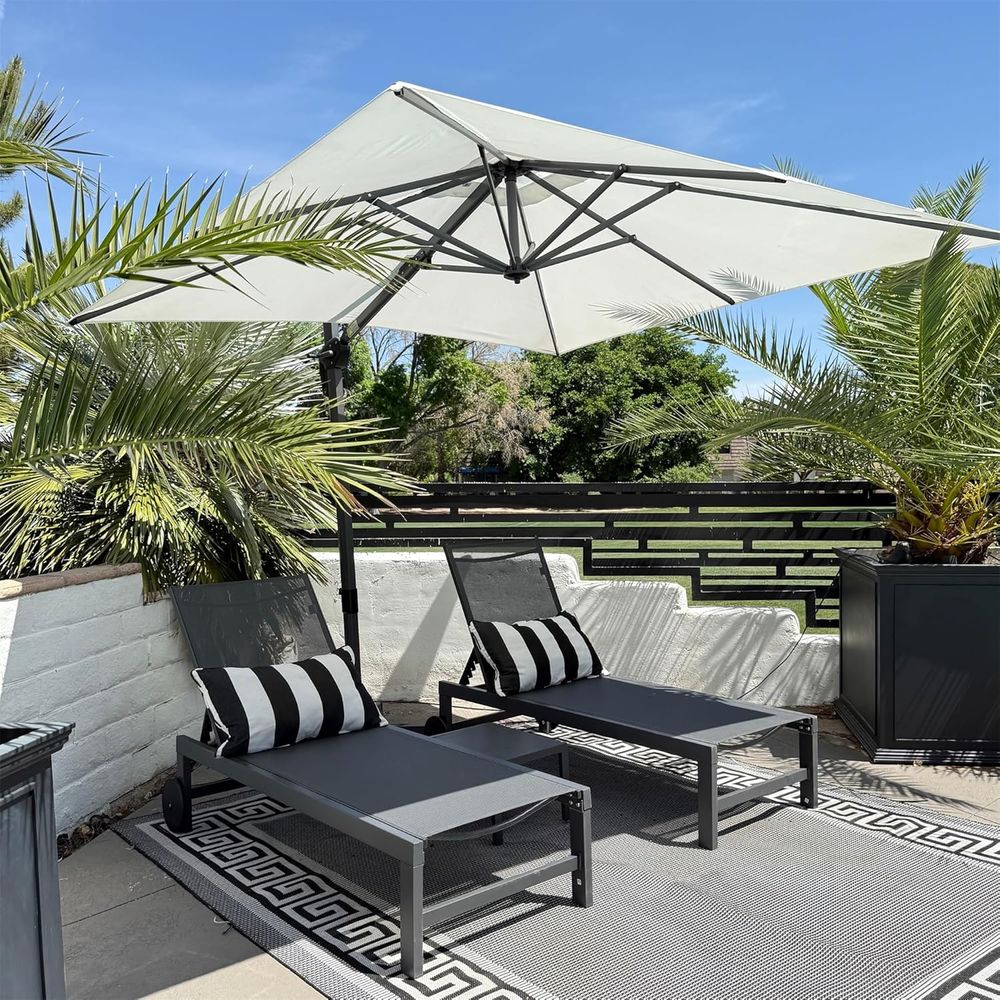Deck Chair Lounger - with Wheels Pool Lounge Chairs Set