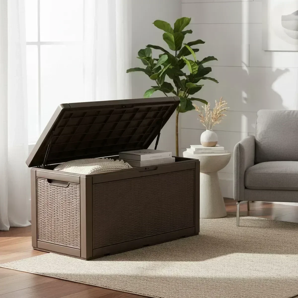 Outdoor Furniture With Storage - Large Outdoor Storage Bench Waterproof Grey