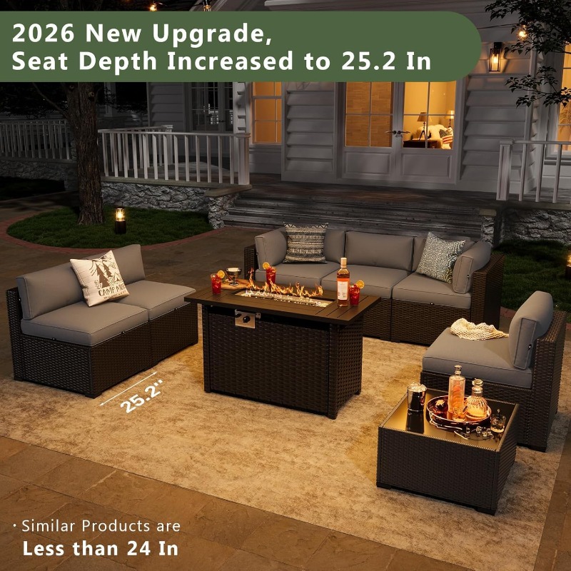 Outdoor Furniture Fire Pit - Aoxun 8 Piece Patio Furniture Set