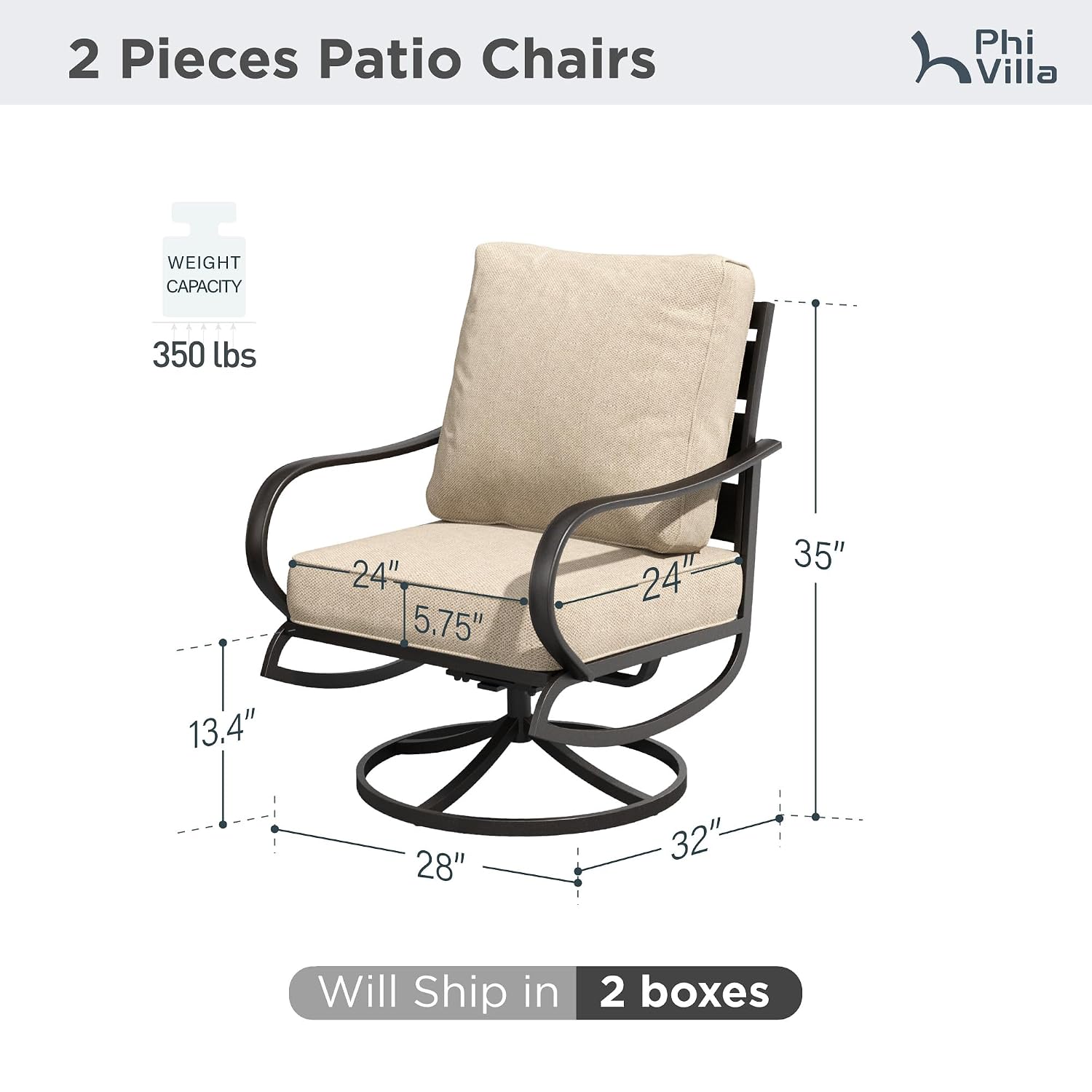 Swivel Patio Chair 2 Set with  - Deck Chair Lounger recension och pris