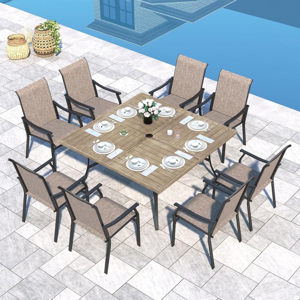 Patio Dining Set 9 Pieces, 8 Q - Outdoor Furniture Quick Dry recension och pris