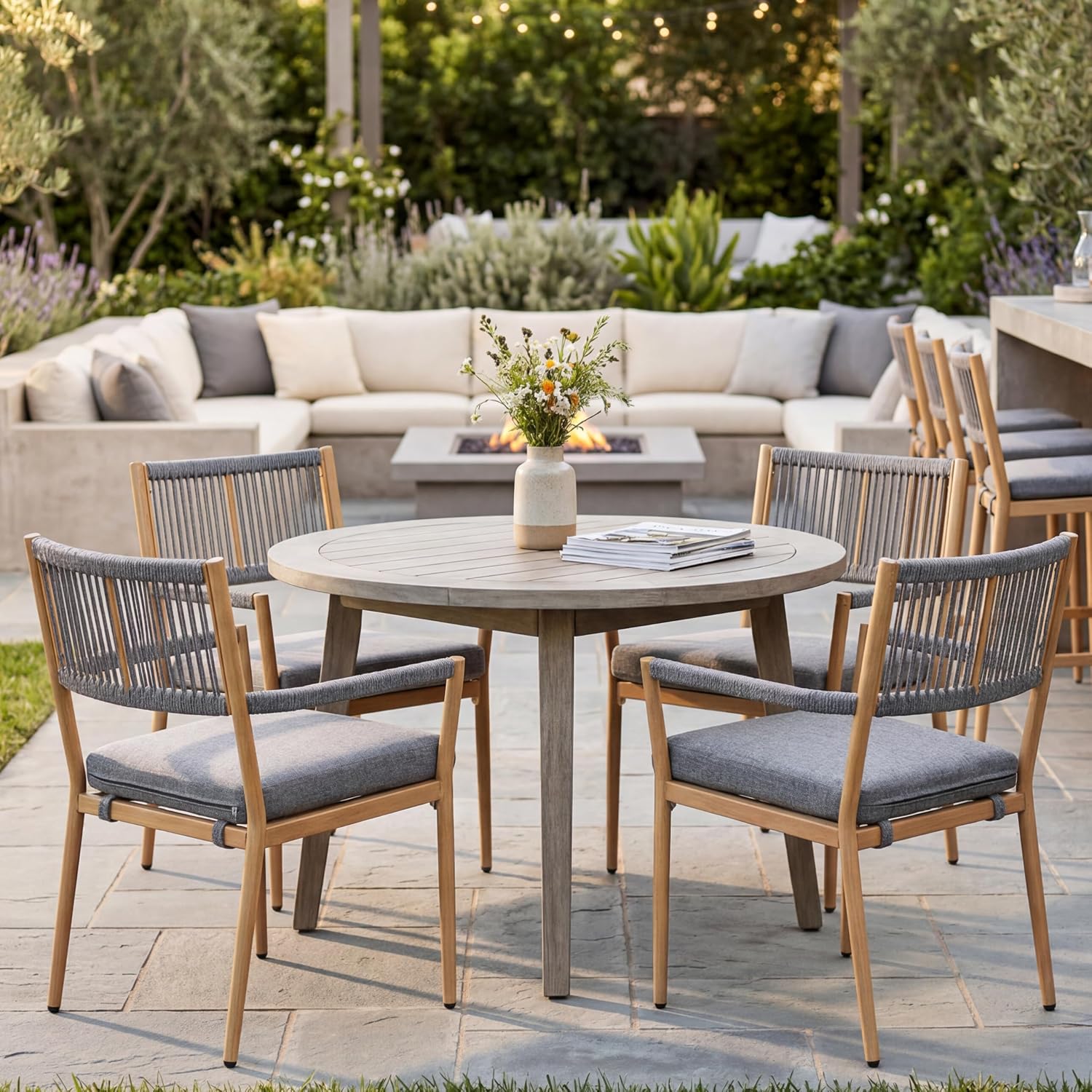 Outdoor Dining Chair Rope Back - Deck Chair Lounger recension och pris