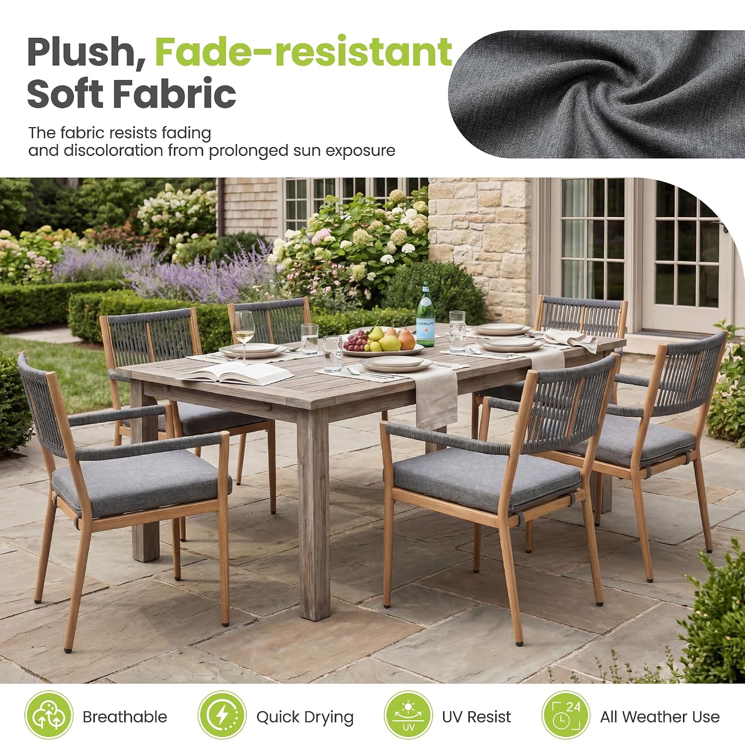 Outdoor Dining Chair Rope Back - Deck Chair Lounger recension och pris