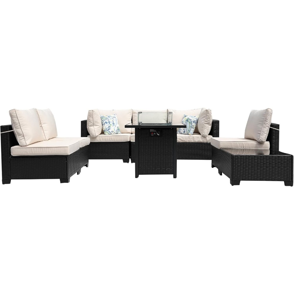 8-Piece Patio Furniture Rattan - Outdoor Furniture Fire Pit recension och pris