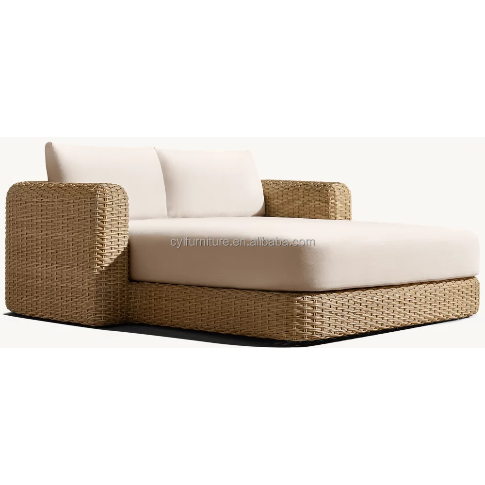 Modern PE Rattan Daybed with P - Outdoor Furniture Quick Dry recension och pris