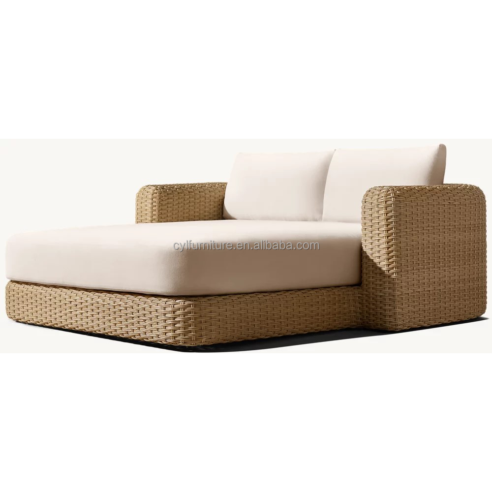 Modern PE Rattan Daybed with P - Outdoor Furniture Quick Dry recension och pris