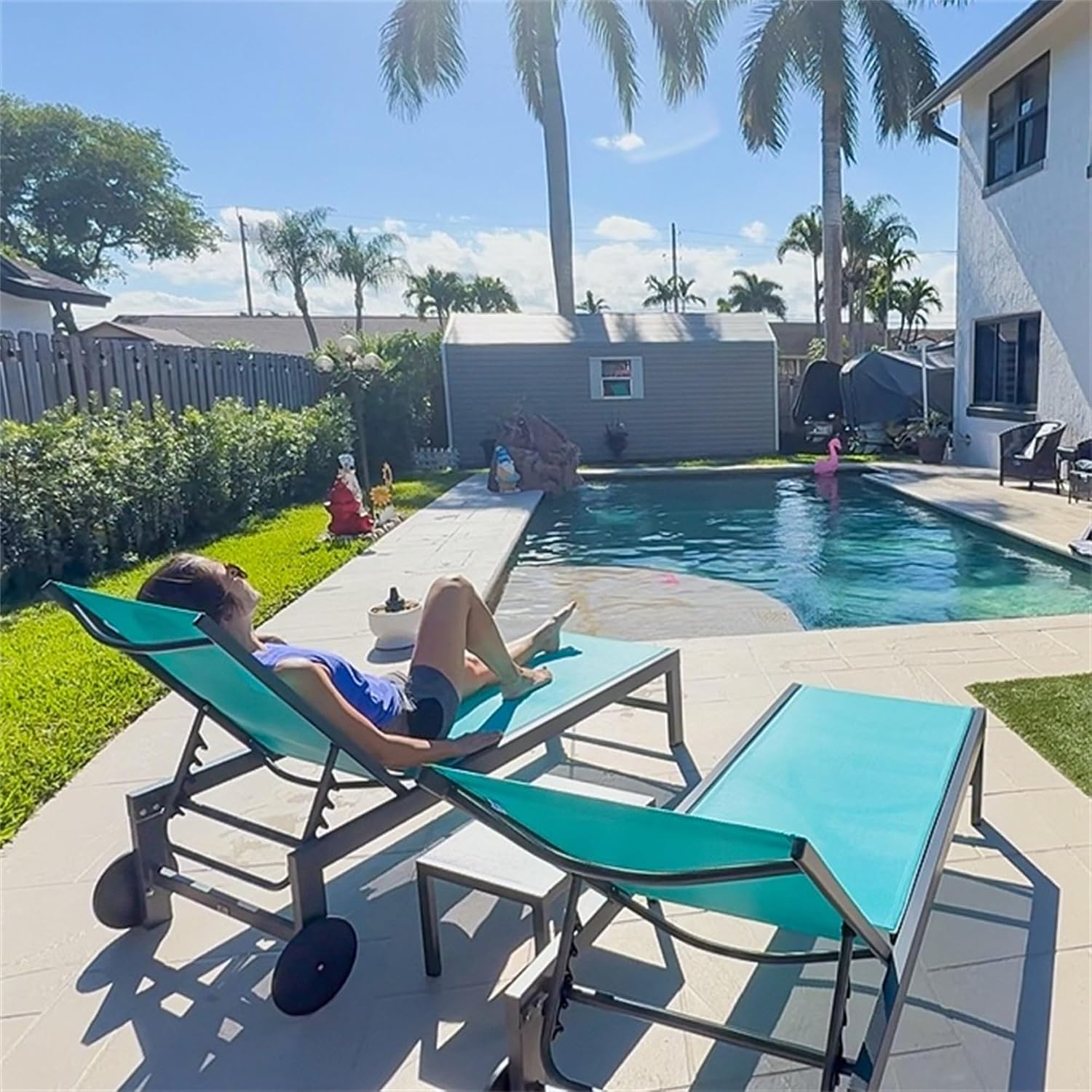 Pool Chaise Lounge with Wheels - Outdoor Furniture Quick Dry recension och pris
