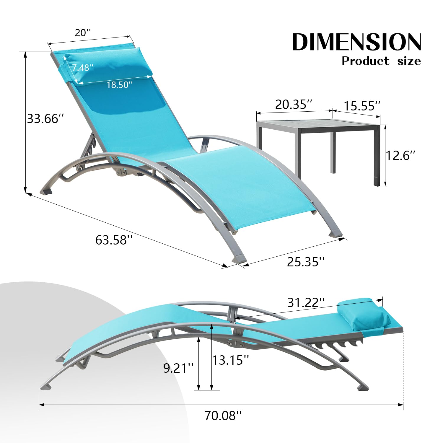 Adjustable Aluminum Outdoor Ch - Deck Chair Lounger recension och pris