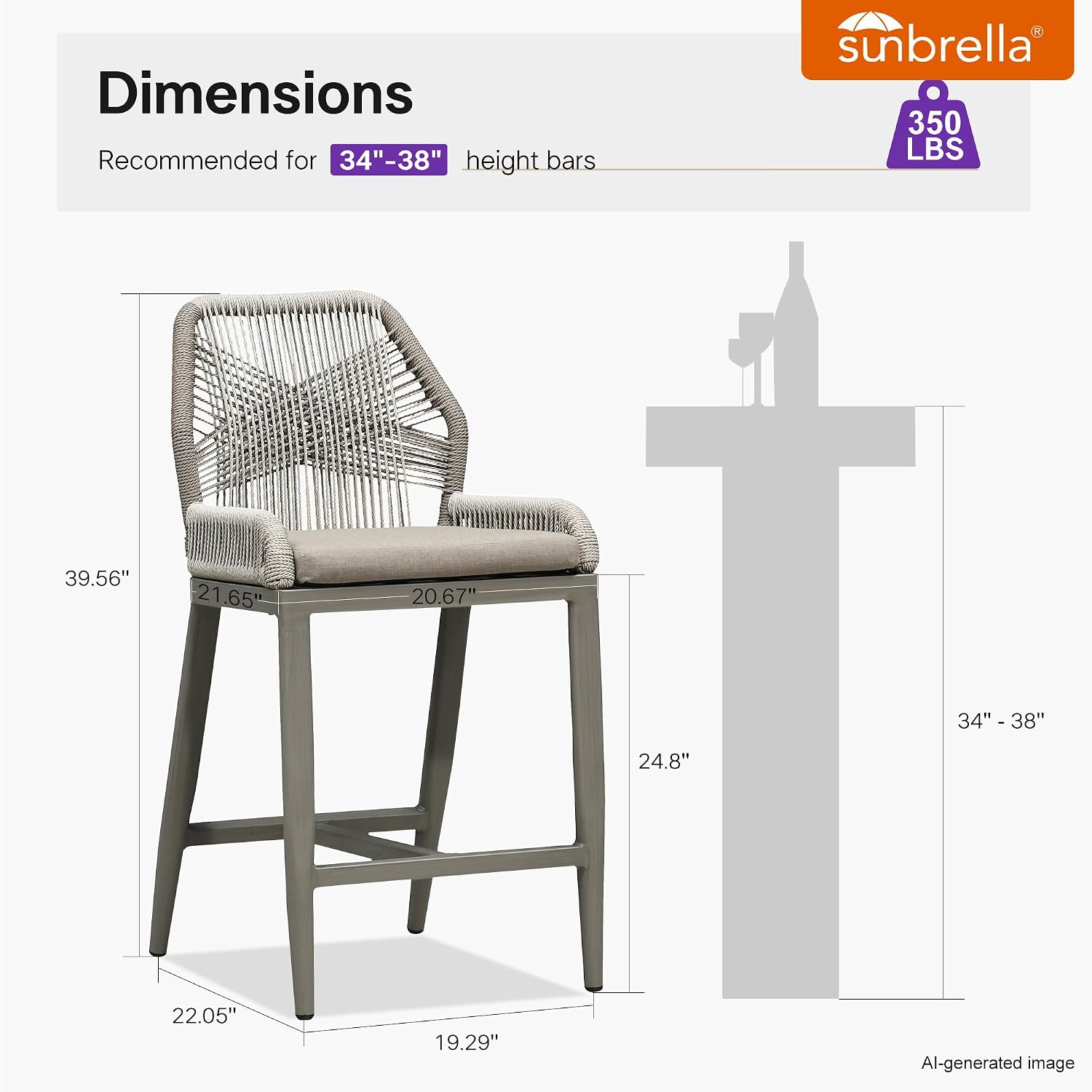 Taupe Bar Stools 2pcs, Light G - Outdoor Furniture Quick Dry recension och pris