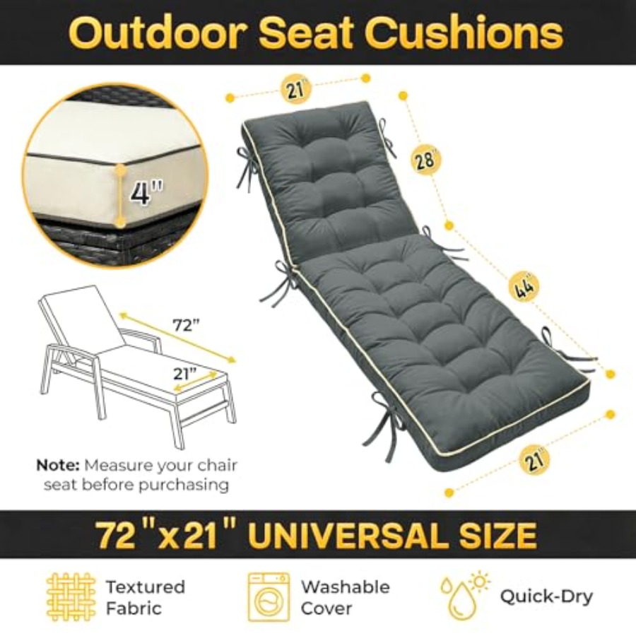 x21 Folding Chaise Lounge Cush - Outdoor Furniture Quick Dry recension och pris