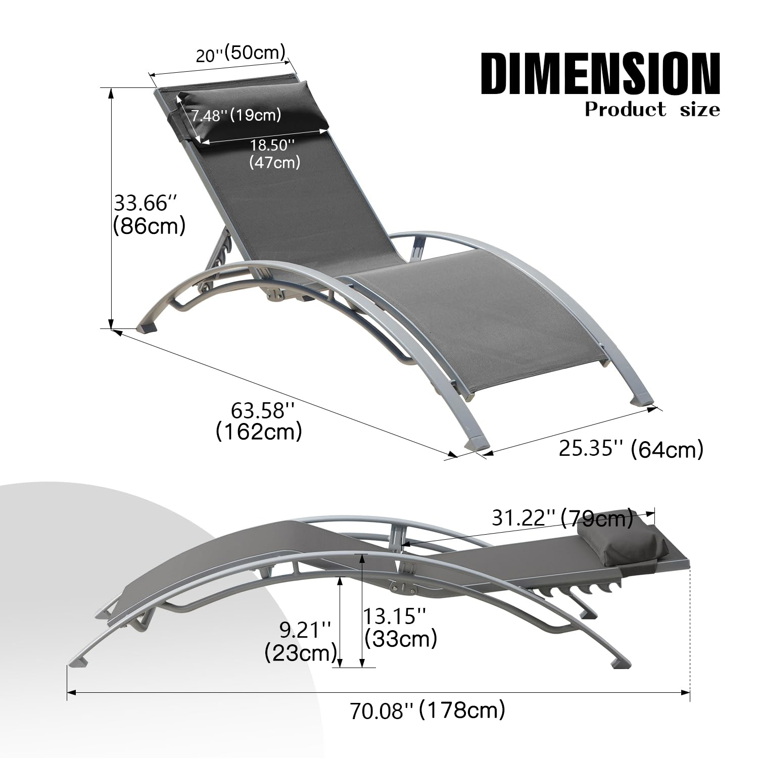 Set of 2 Adjustable Aluminum O - Deck Chair Lounger recension och pris