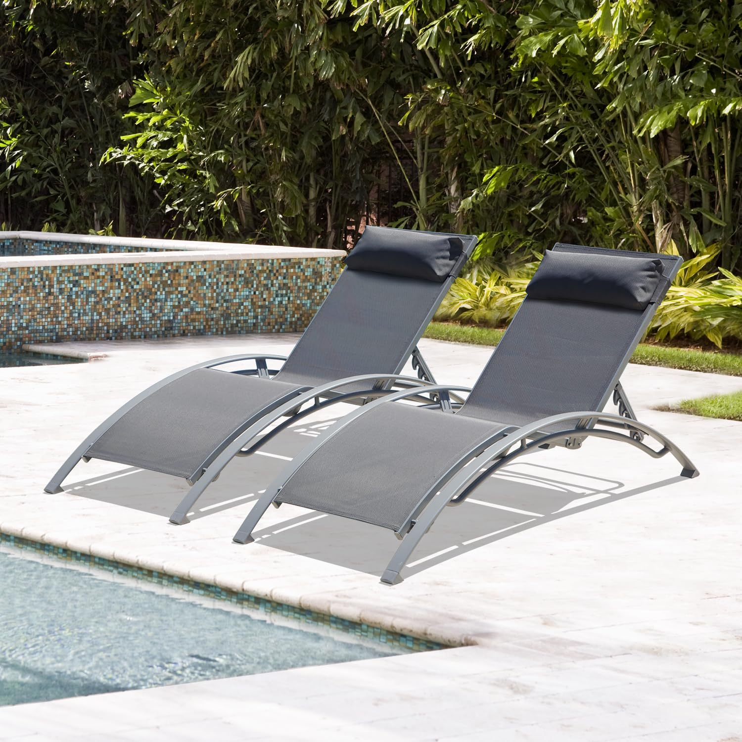 Set of 2 Adjustable Aluminum O - Deck Chair Lounger recension och pris