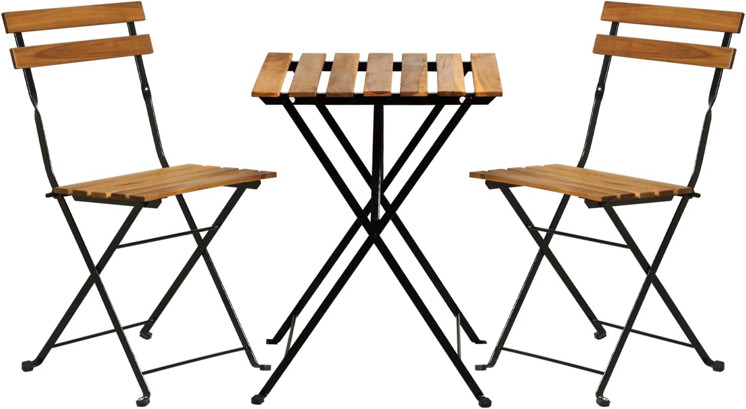 Natural wood 3-piece folding p - Outdoor Furniture Table And Chairs recension och pris