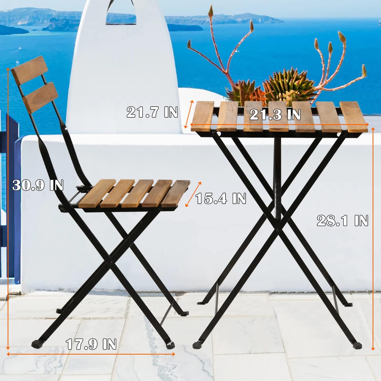 Natural wood 3-piece folding p - Outdoor Furniture Table And Chairs recension och pris