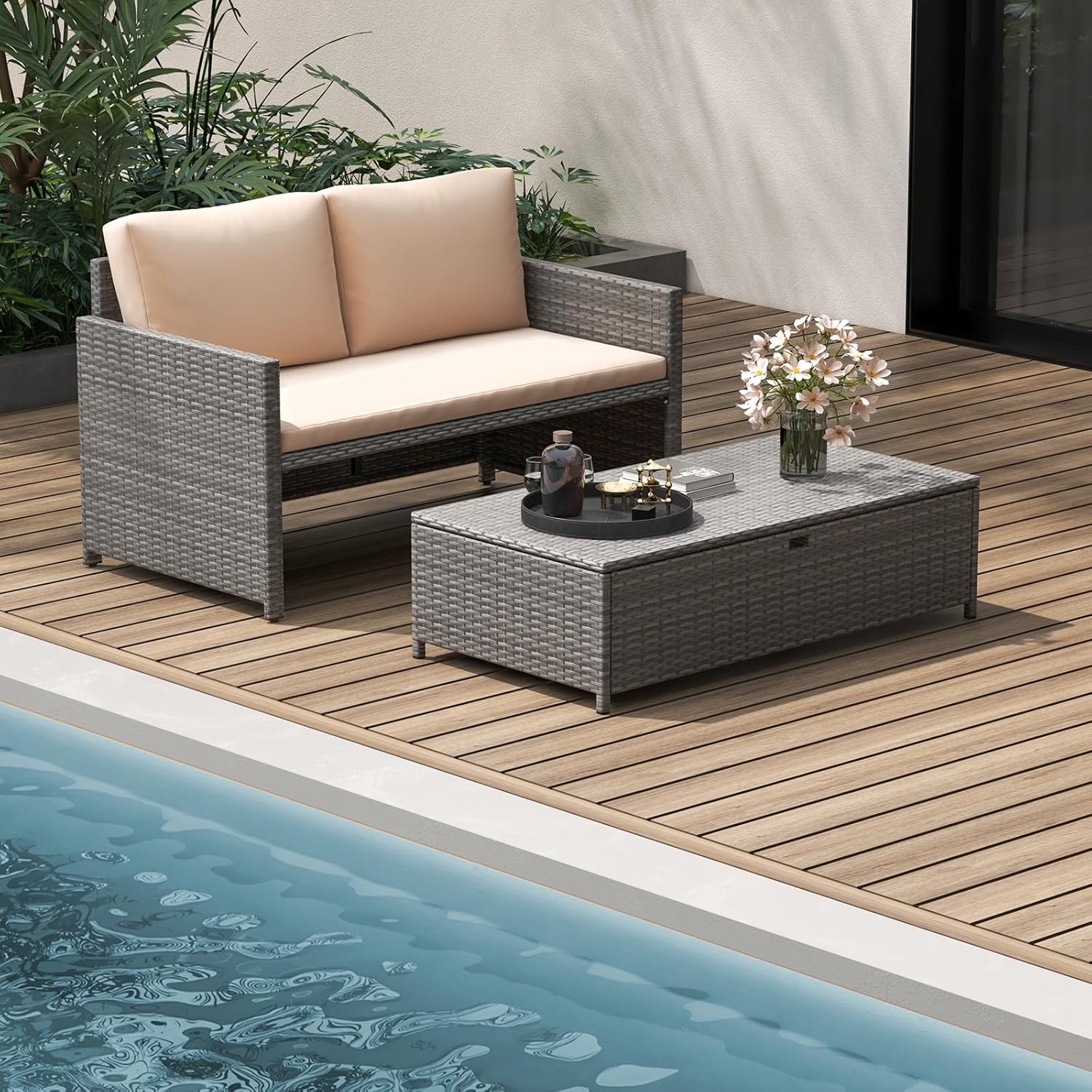 Wicker Patio Daybed Loveseat O - Outdoor Daybed Sofa recension och pris