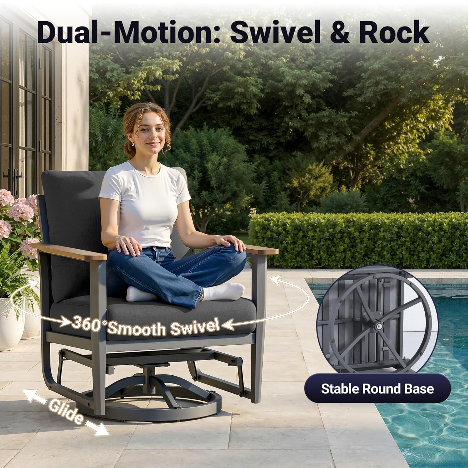 5pc Aluminum Patio Set Swivel  - Outdoor Furniture Fire Pit recension och pris