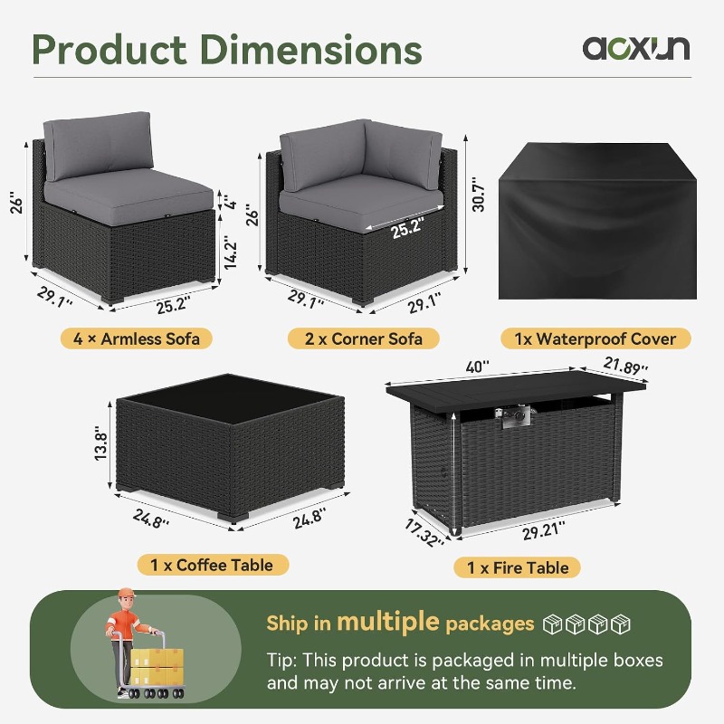 Aoxun 8 Piece Patio Furniture  - Outdoor Furniture Fire Pit recension och pris