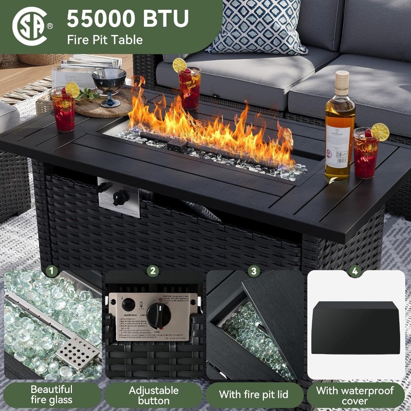 Aoxun 8 Piece Patio Furniture  - Outdoor Furniture Fire Pit recension och pris